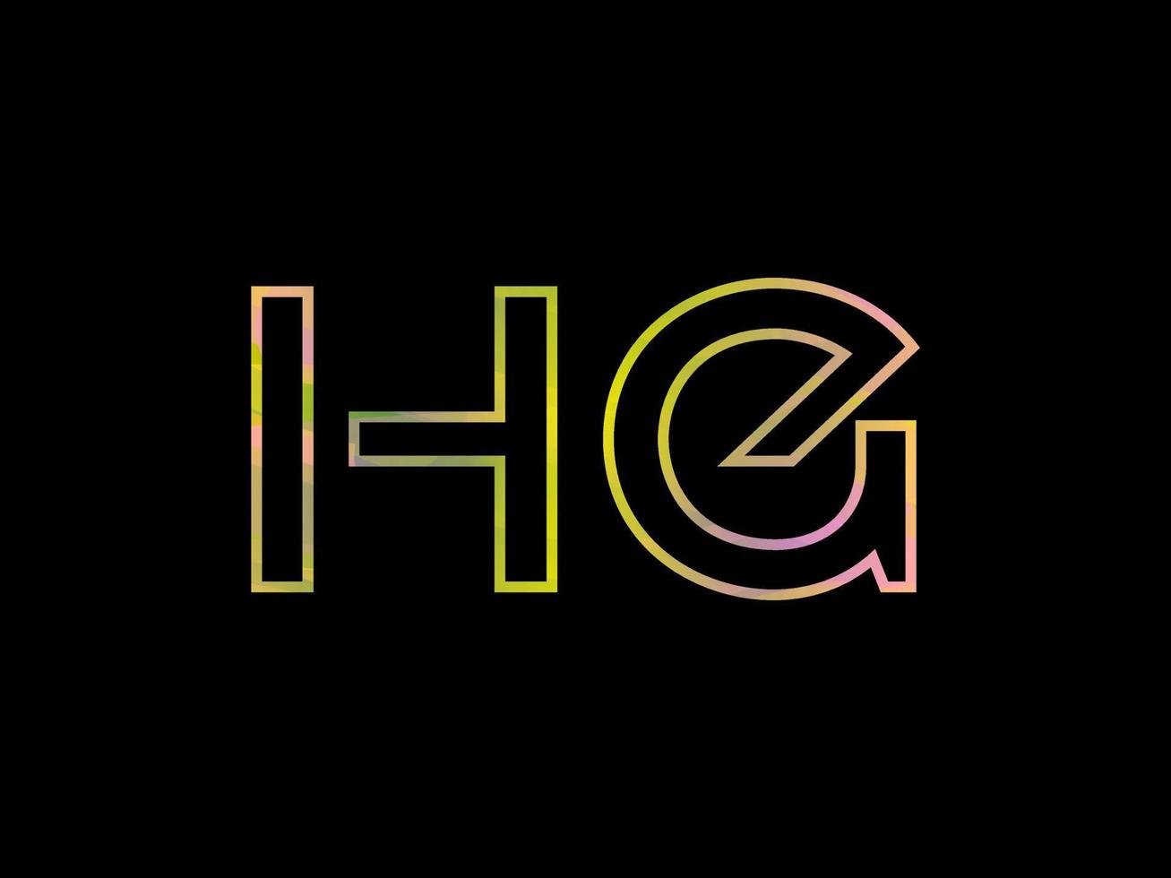 logotipo de letra hg con vector de textura de arco iris colorido. vector profesional