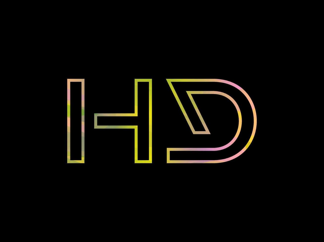 logotipo de letra hd con vector de textura de arco iris colorido. vector profesional