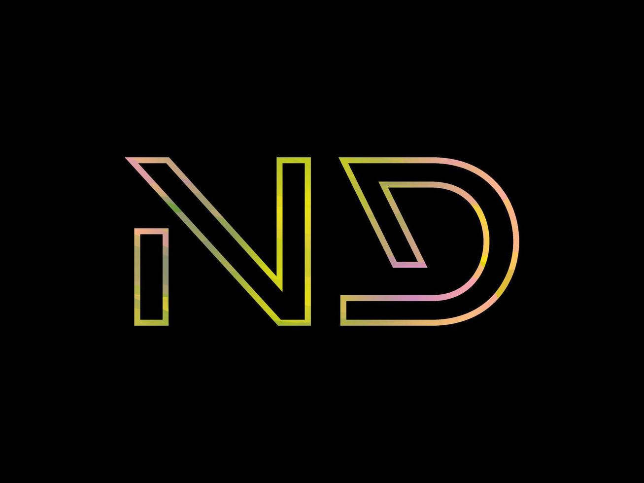 ND Letter Logo With Colorful Rainbow Texture Vector. Pro vector. vector