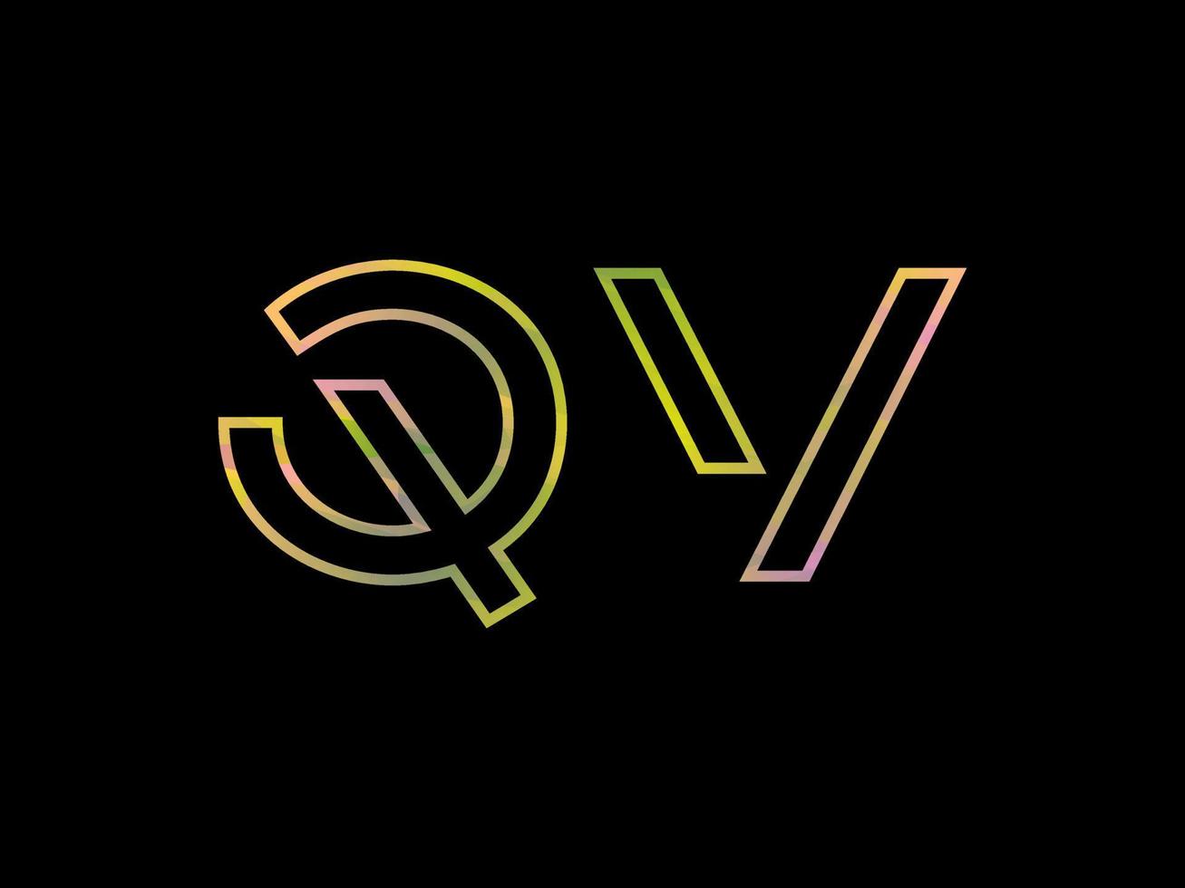 QV Letter Logo With Colorful Rainbow Texture Vector. Pro vector. vector