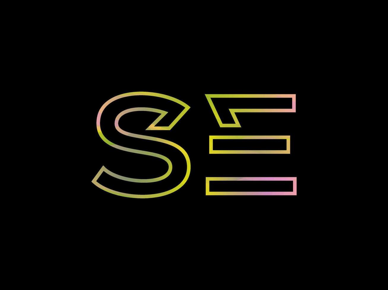 SE Letter Logo With Colorful Rainbow Texture Vector Pro vector