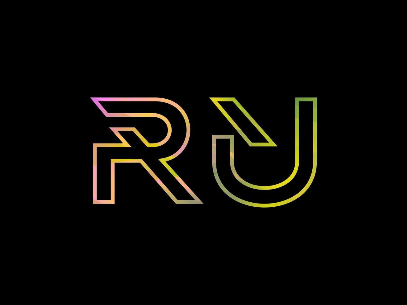 RU Letter Logo With Colorful Rainbow Texture Vector. Pro vector. vector