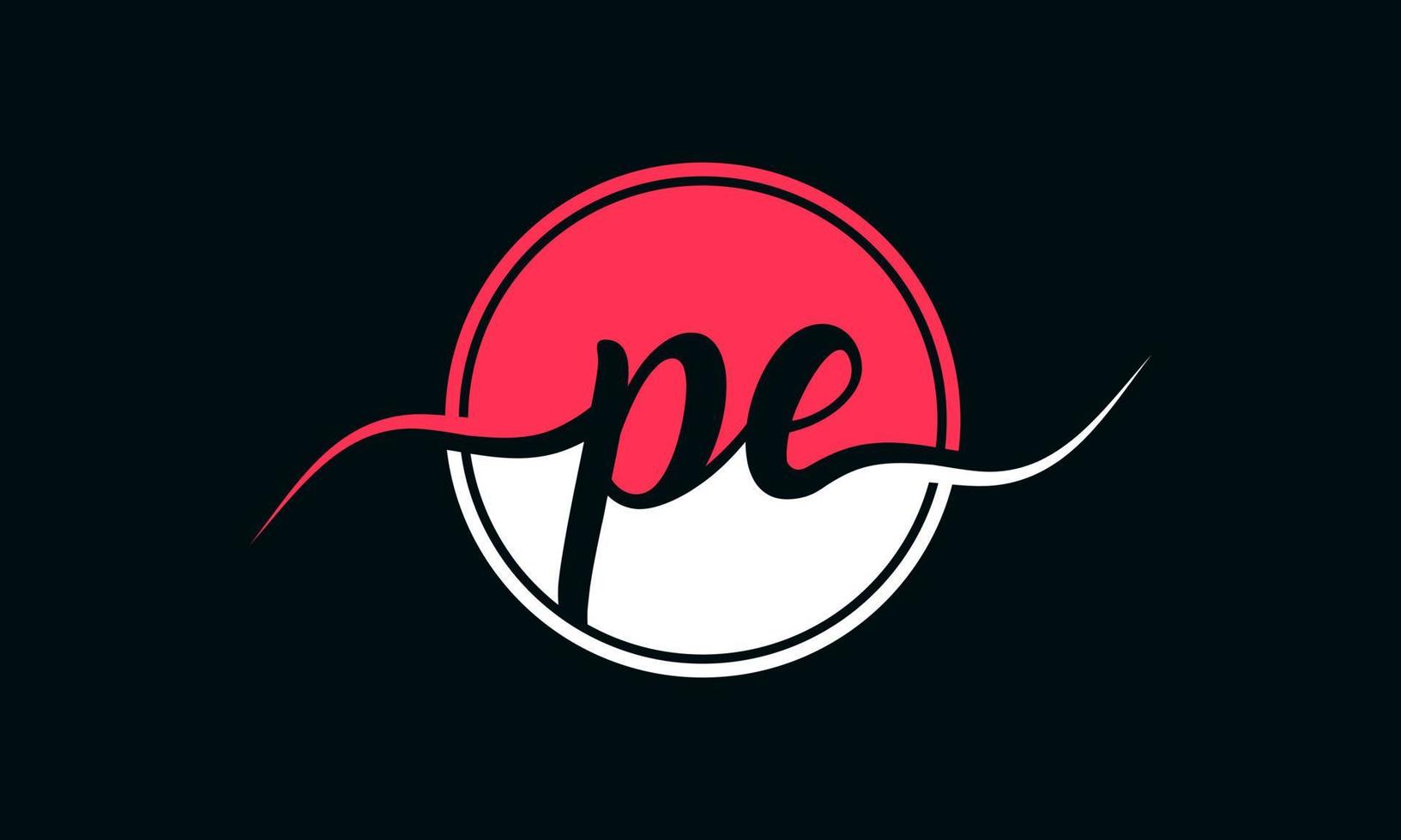 initial PE letter logo with inside circle in white and pink color. Pro vector. vector