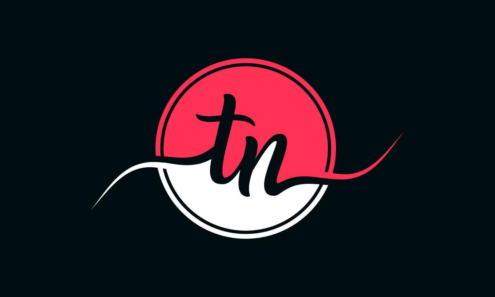 logotipo inicial de la letra tn con círculo interior en color blanco y rosa. vector profesional.