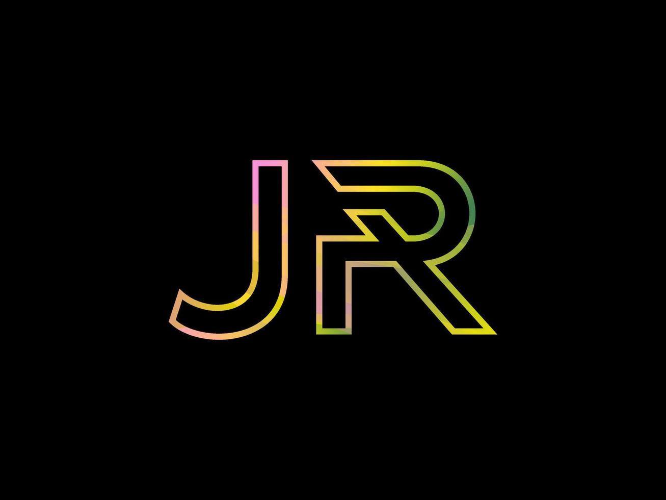 logotipo de letra jr con vector de textura de arco iris colorido. vector profesional