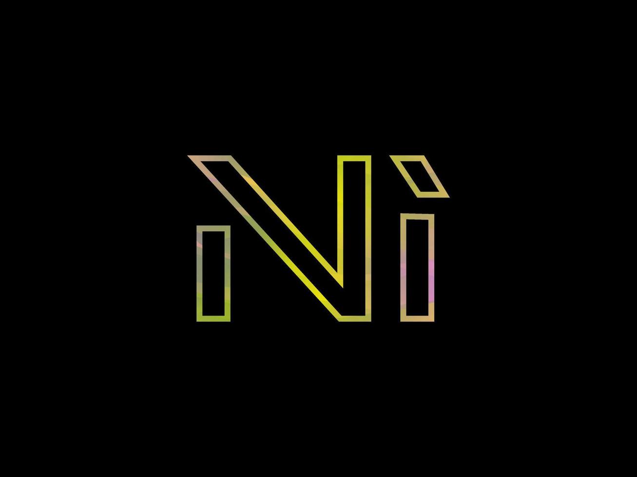 NI Letter Logo With Colorful Rainbow Texture Vector. Pro vector. vector