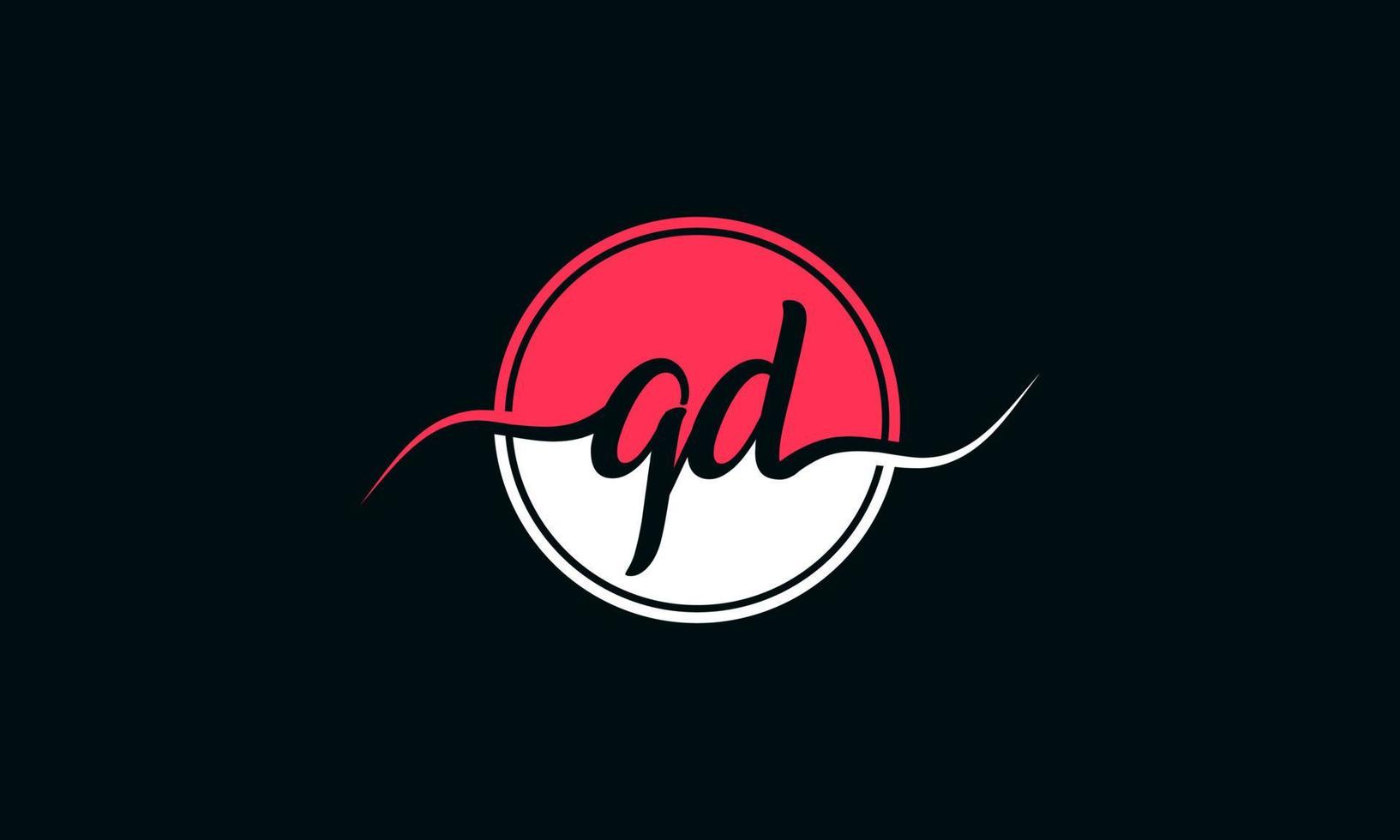 initial QD letter logo with inside circle in white and pink color. Pro vector. vector