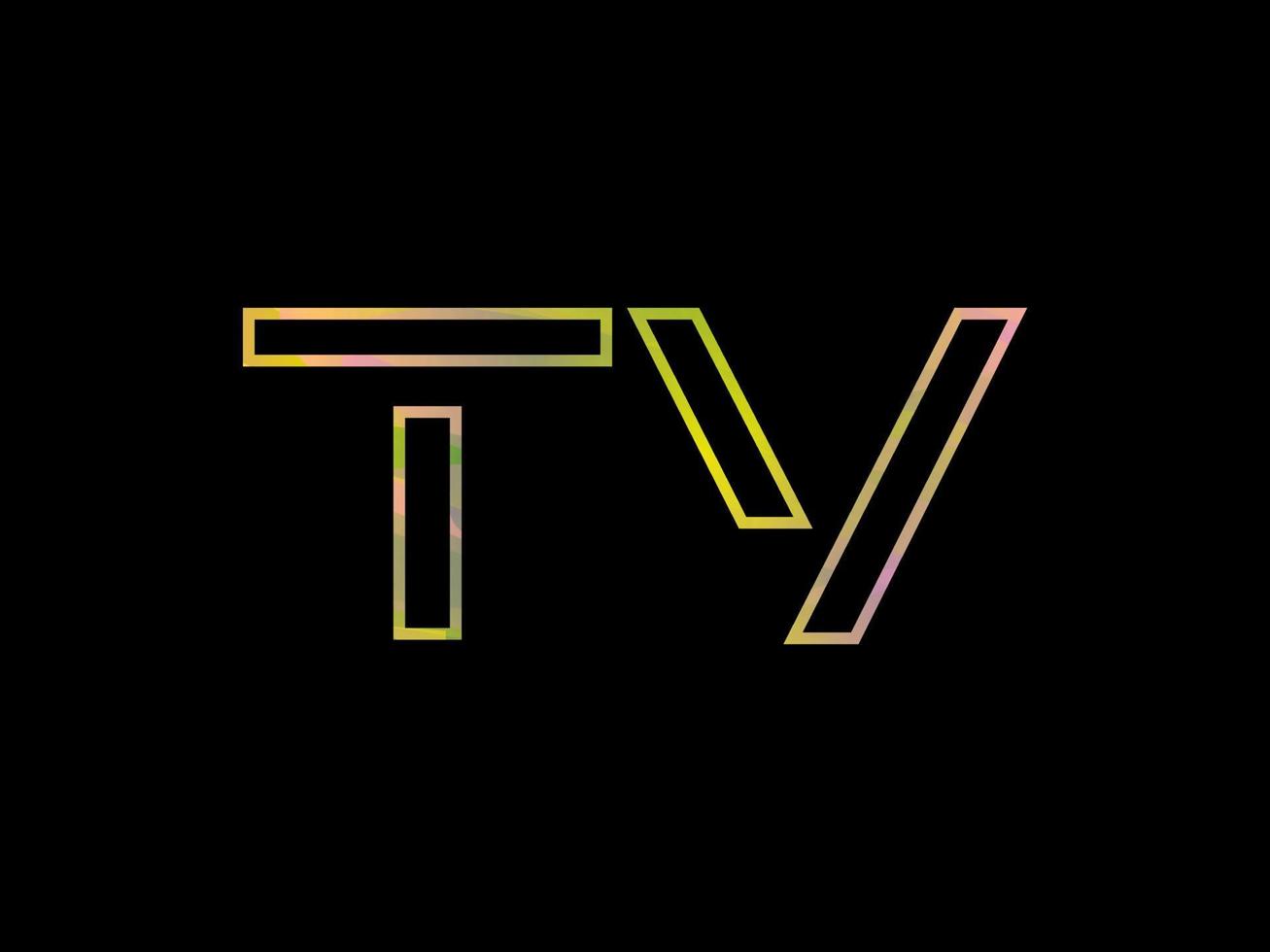 logo de letra de tv con vector de textura de arco iris colorido. vector profesional.