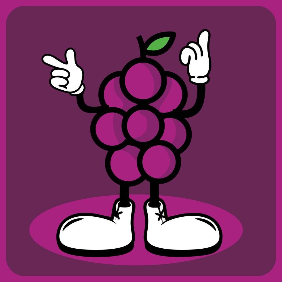 vector illustration of a cartoon grape character with legs and arms