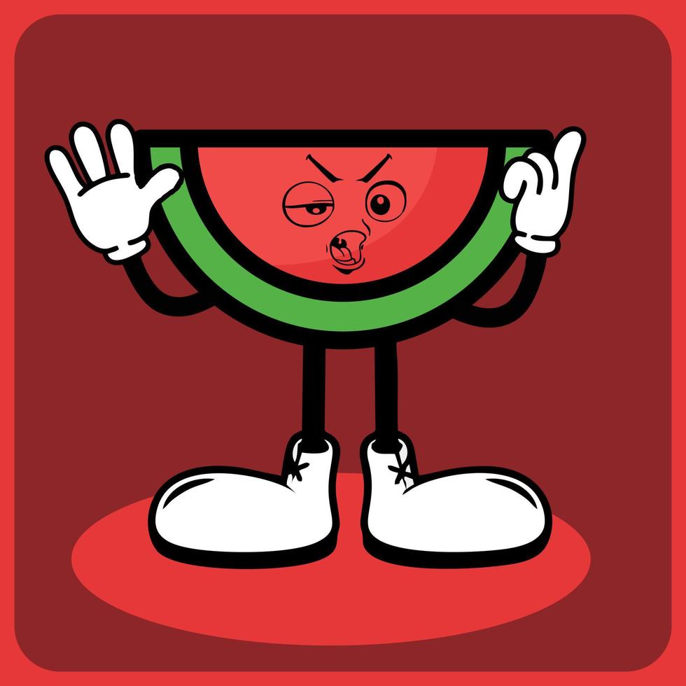 vector illustration of a cartoon watermelon character with legs and arms