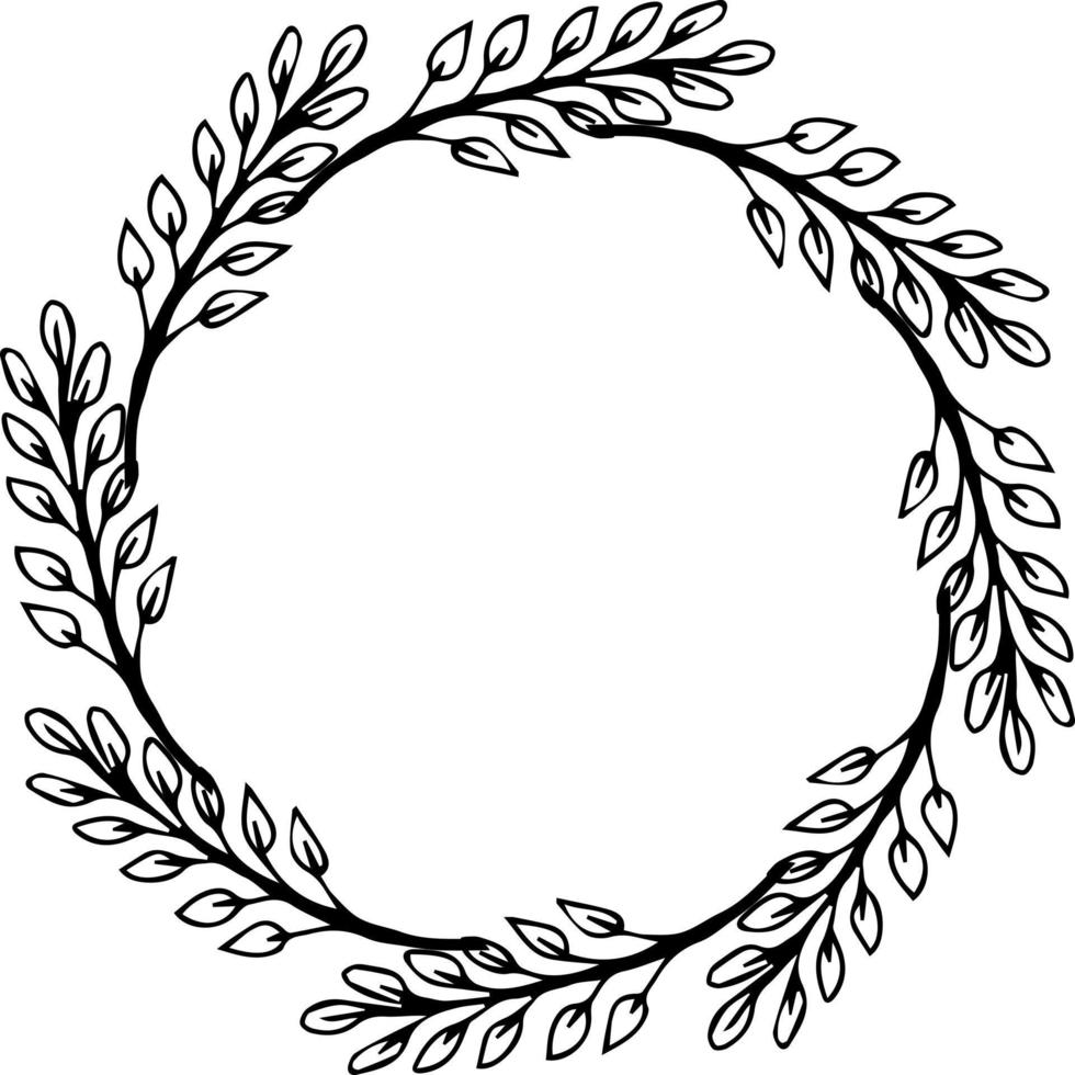 Ilustración de vector de ornamento floral circular en colores blanco y negro