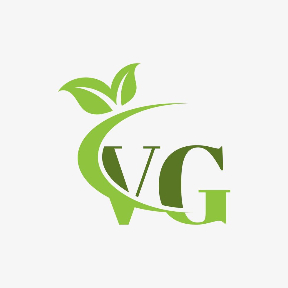 VG letter logo with swoosh leaves icon vector. pro vector. vector