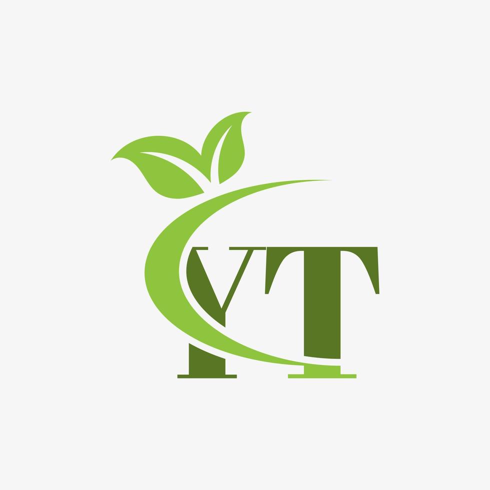 YT letter logo with swoosh leaves icon vector. pro vector. vector