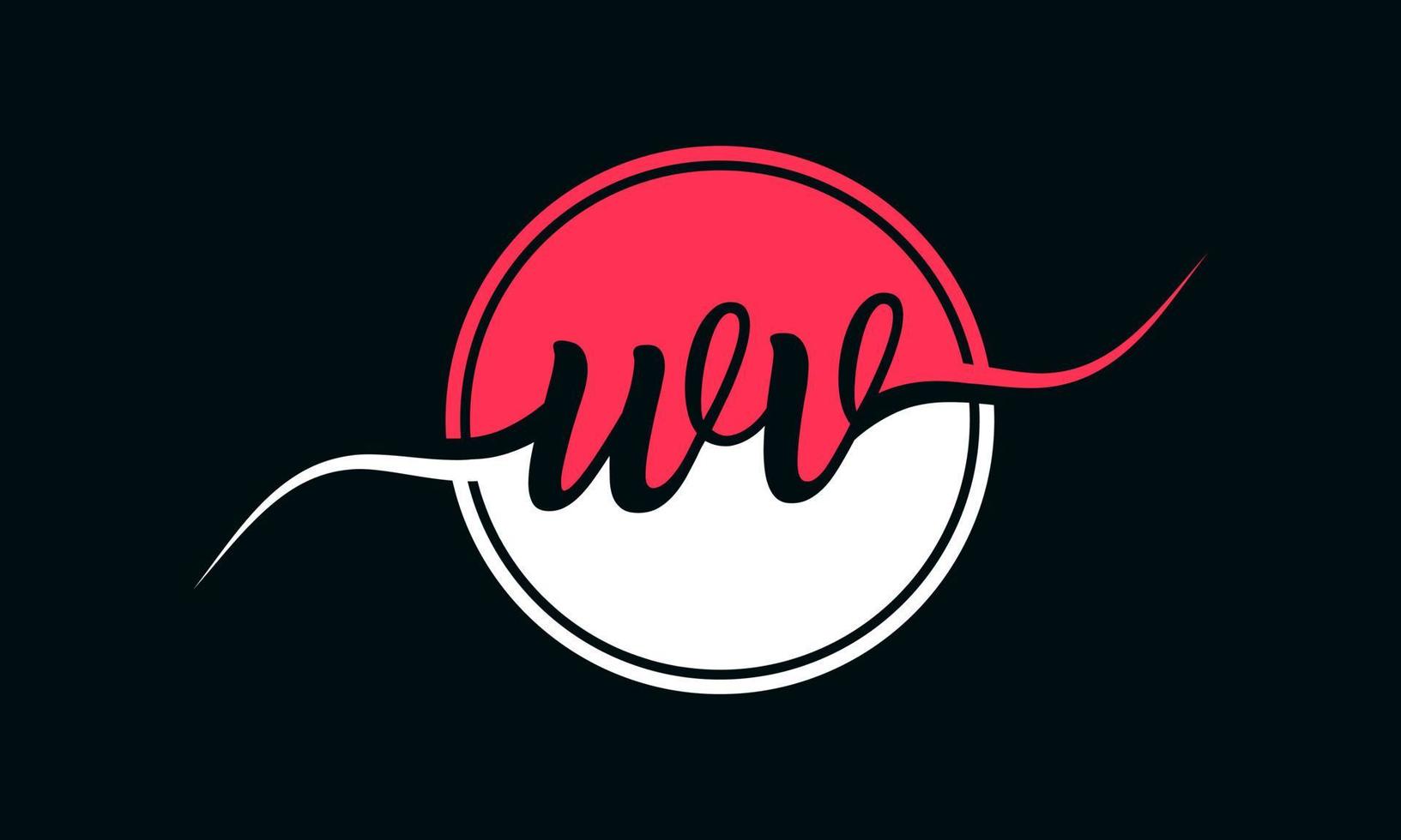 logotipo inicial de la letra wv con un círculo interior en color blanco y rosa. vector profesional.