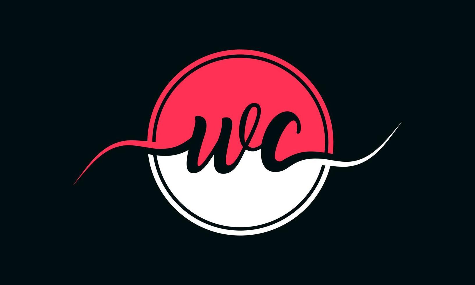 initial WC letter logo with inside circle in white and pink color. pro vector. vector