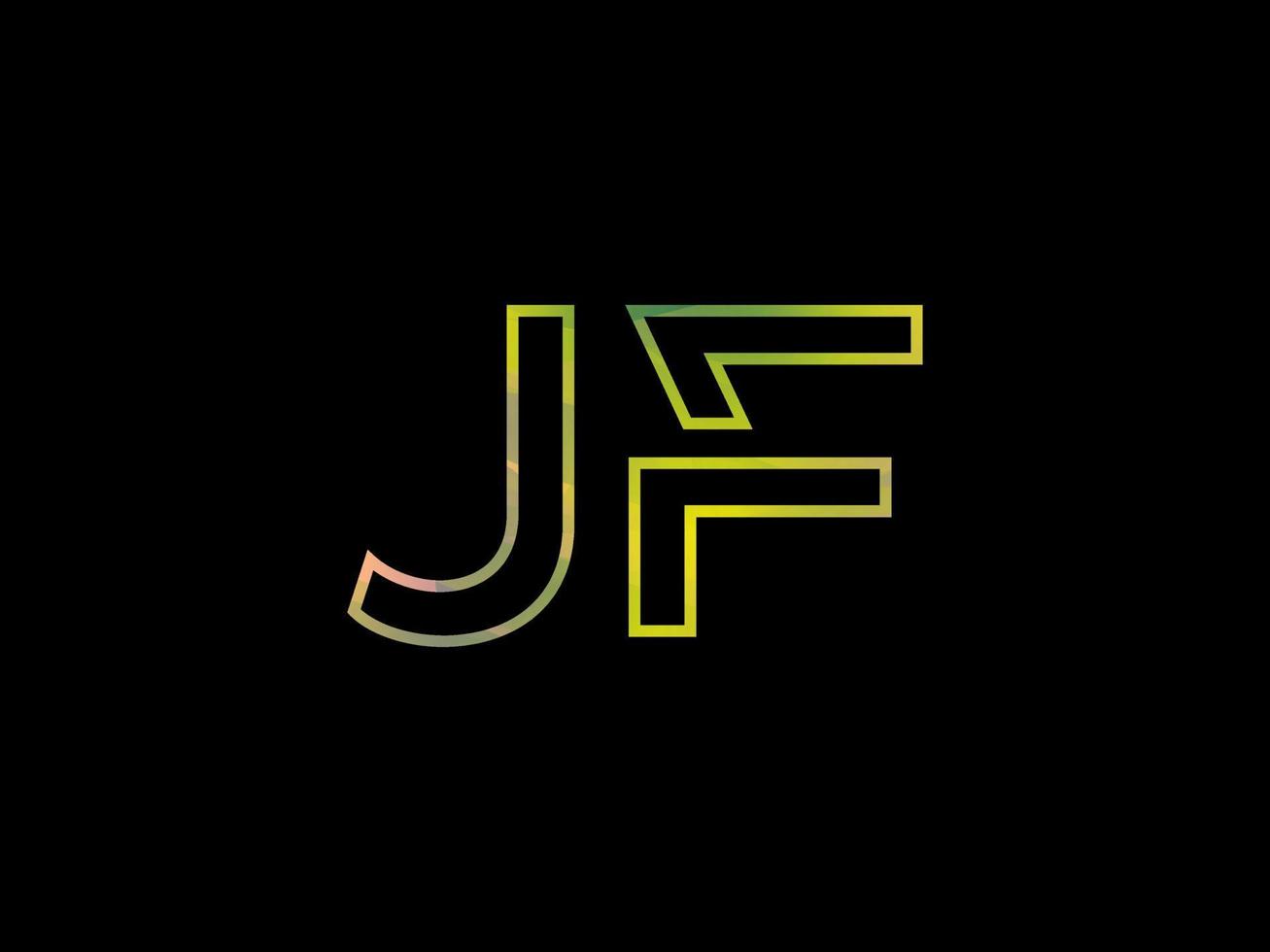 logotipo de letra jf con vector de textura de arco iris colorido. vector profesional.