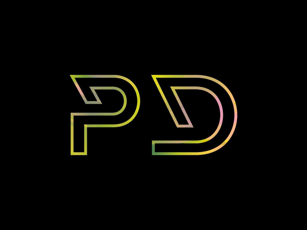 PD Letter Logo With Colorful Rainbow Texture Vector. Pro vector. vector
