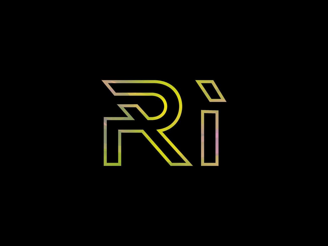 RI Letter Logo With Colorful Rainbow Texture Vector. Pro vector. vector