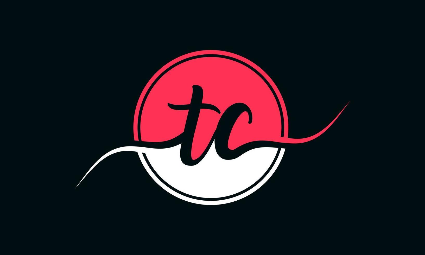 initial TC letter logo with inside circle in white and pink color. Pro vector. vector