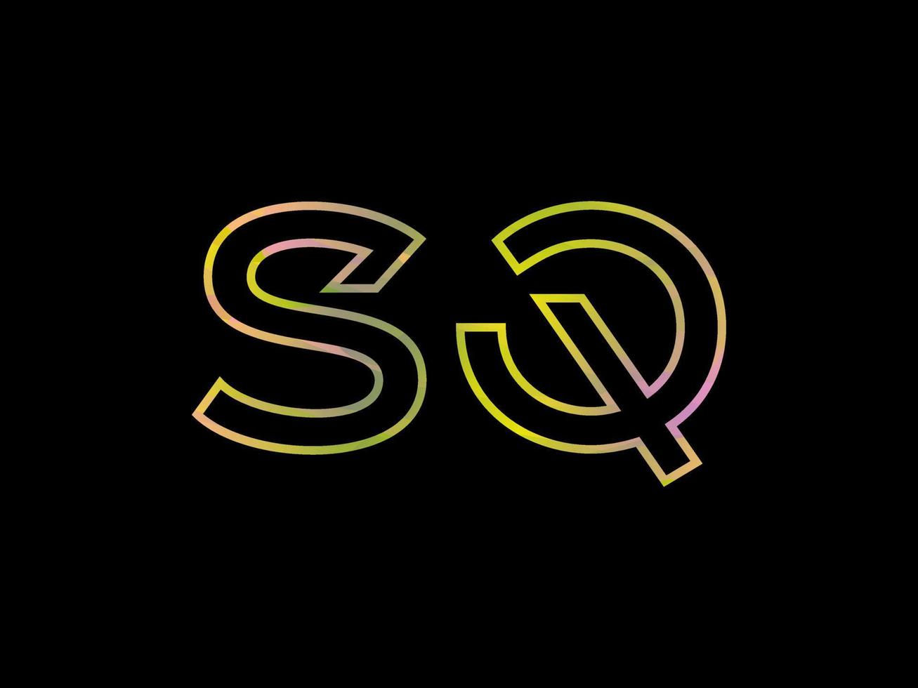 SQ Letter Logo With Colorful Rainbow Texture Vector. Pro vector. vector
