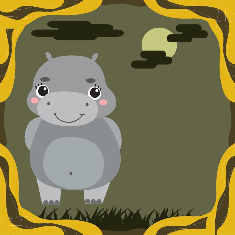 vector illustration of a cute animal character with a cool background