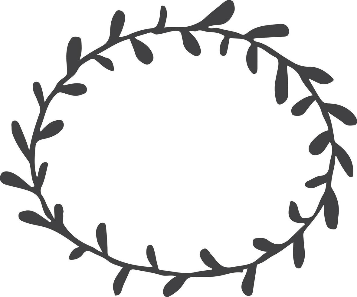 vector illustration of circular floral frame ornament in black and white colors
