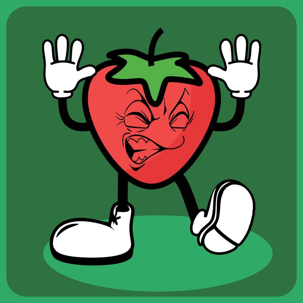 vector illustration of a cartoon strawberry character with legs and arms