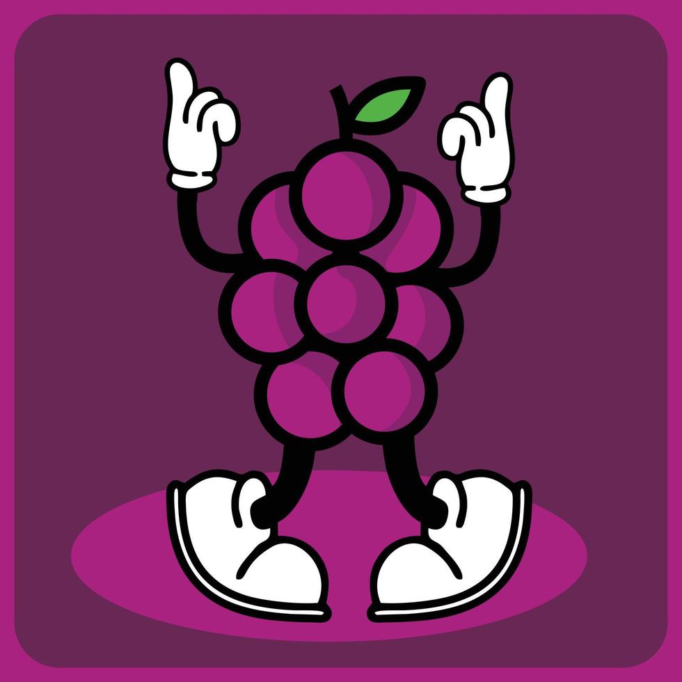 vector illustration of a cartoon grape character with legs and arms