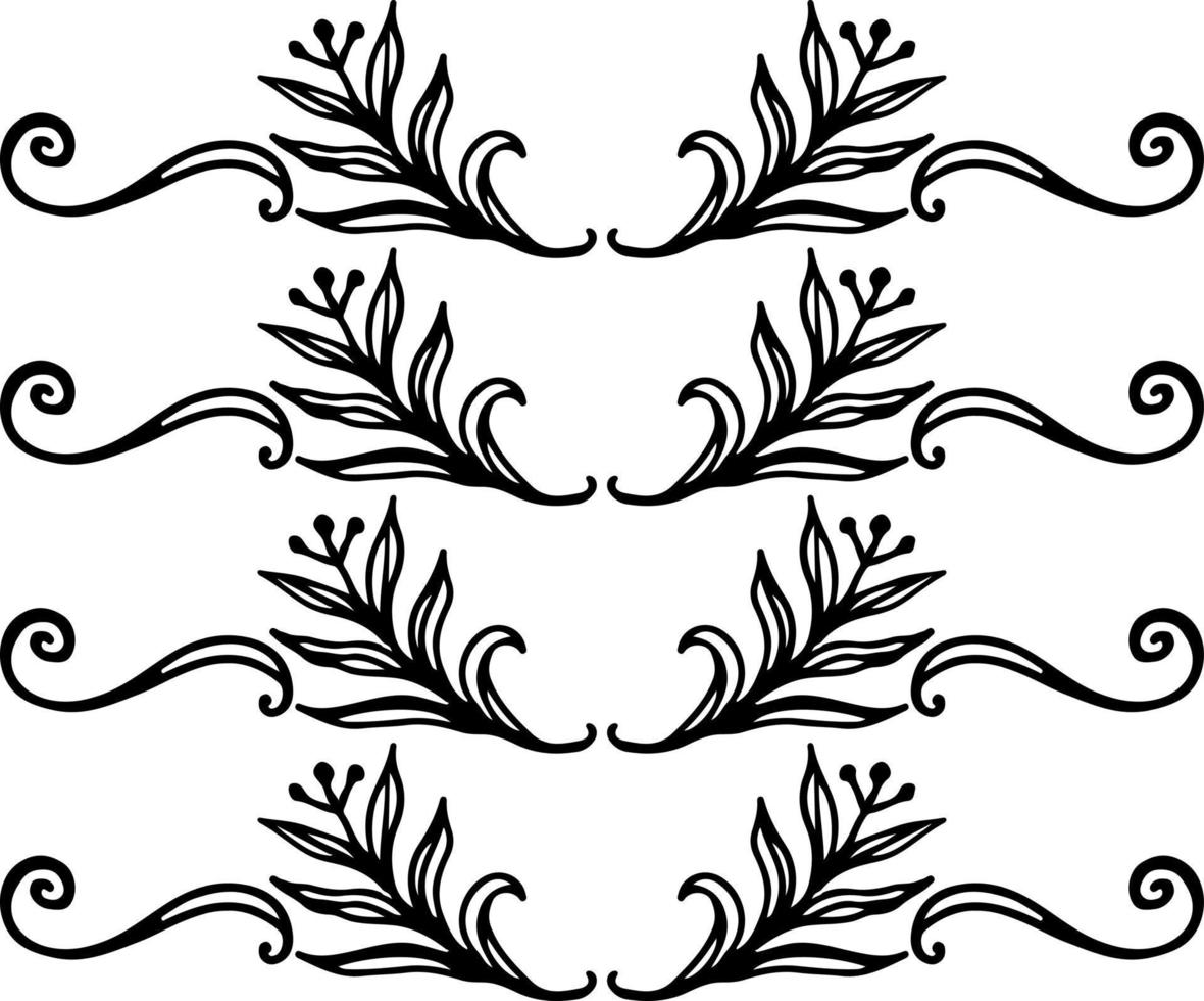 ilustración vectorial de un adorno floral en colores blanco y negro vector
