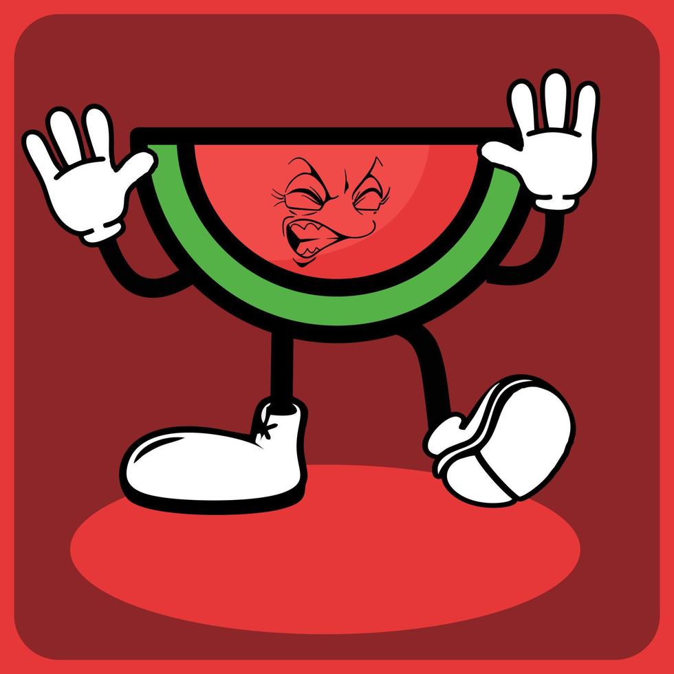 vector illustration of a cartoon watermelon character with legs and arms