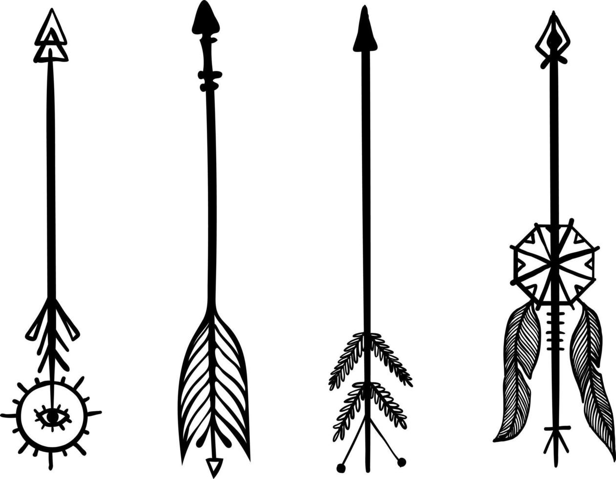 Ilustración de vector de ornamento de flecha en colores blanco y negro