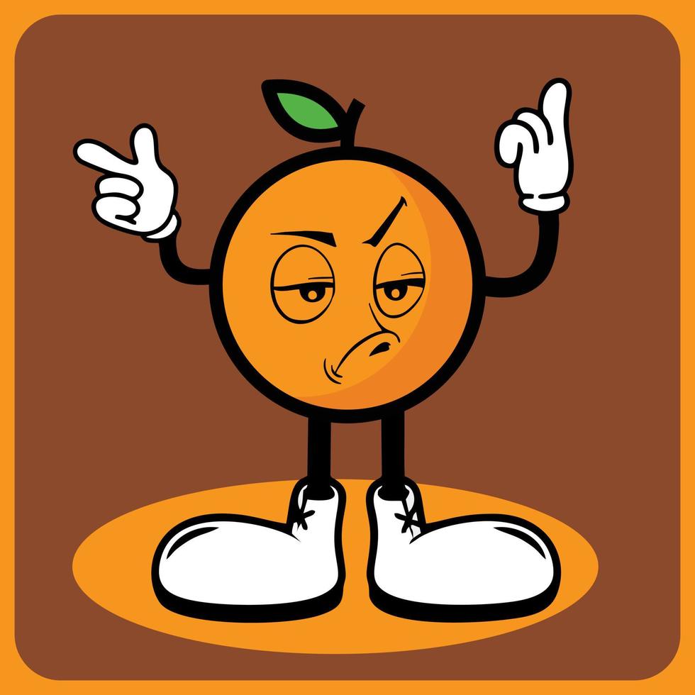 vector illustration of a cartoon orange character with legs and arms