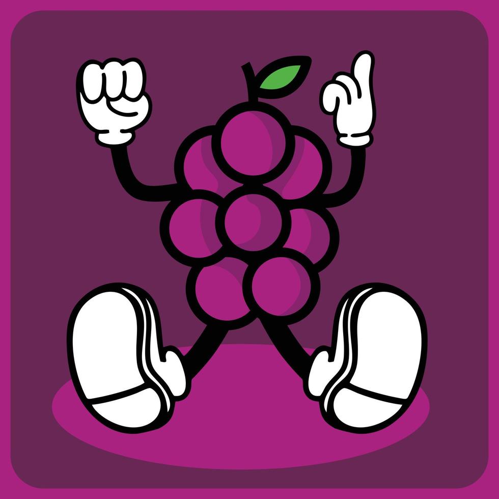 vector illustration of a cartoon grape character with legs and arms