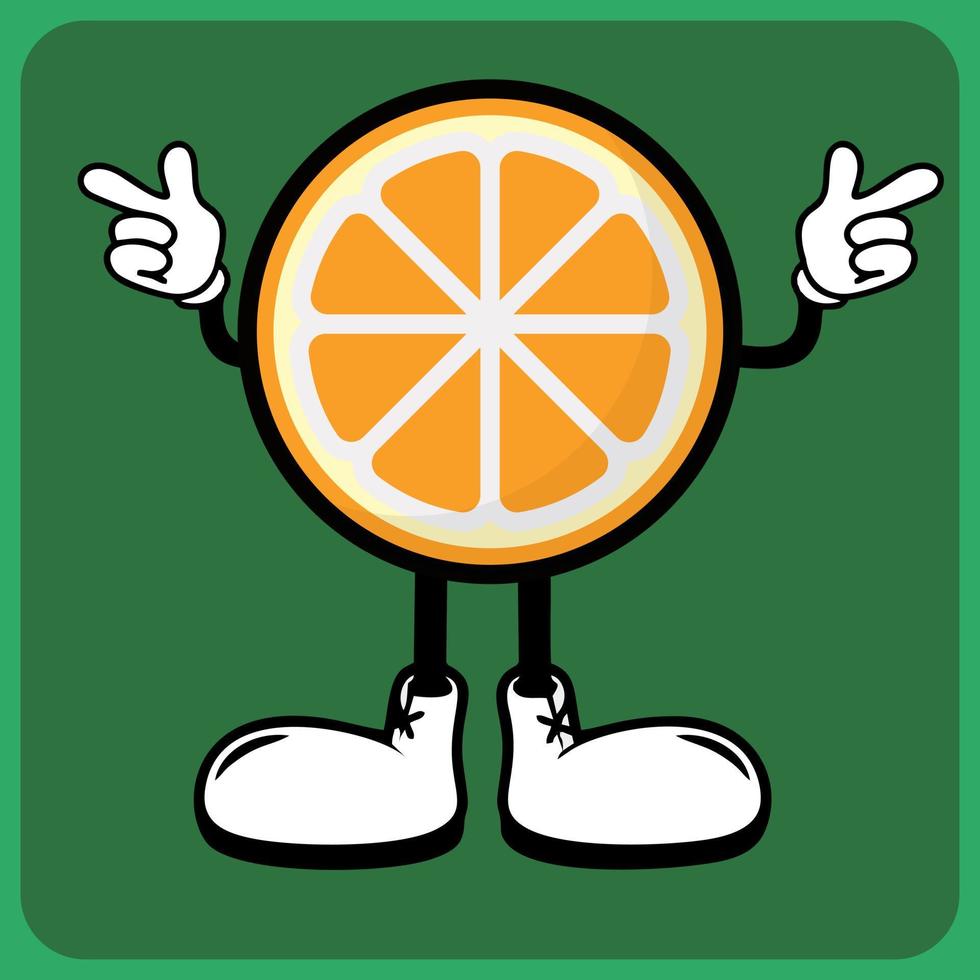 vector illustration of a cartoon fruit character with legs and arms