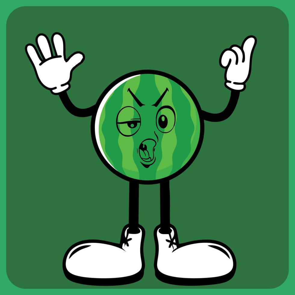 vector illustration of a cartoon fruit character with legs and arms