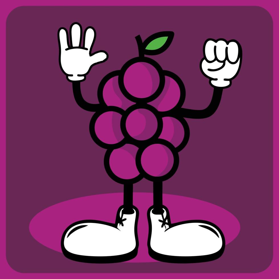 vector illustration of a cartoon grape character with legs and arms