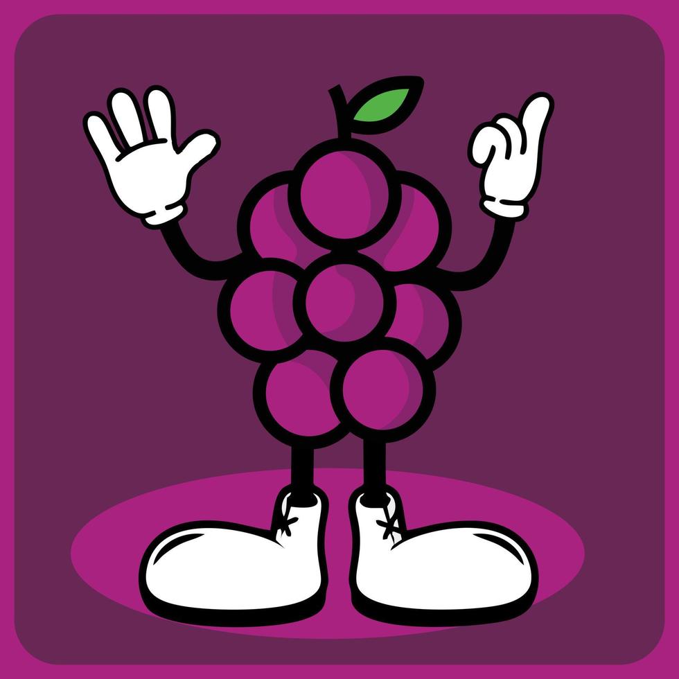 vector illustration of a cartoon grape character with legs and arms