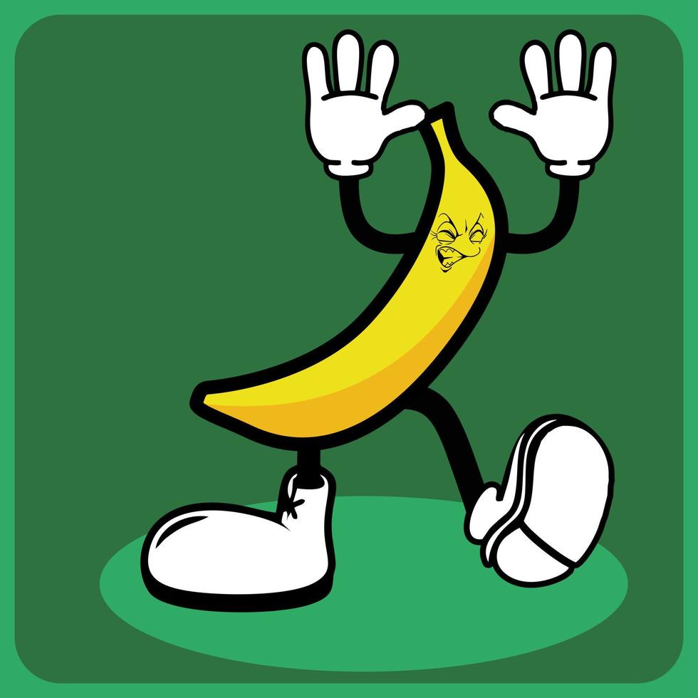 vector illustration of a cartoon banana character with legs and arms