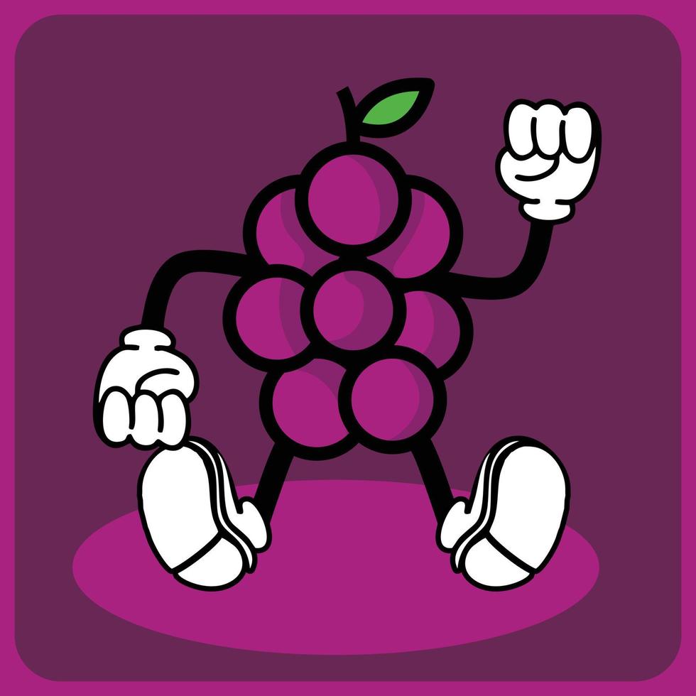 vector illustration of a cartoon grape character with legs and arms