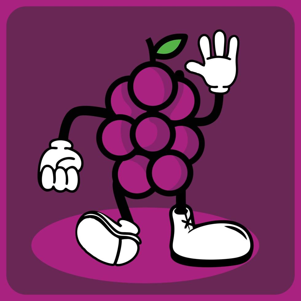 vector illustration of a cartoon grape character with legs and arms