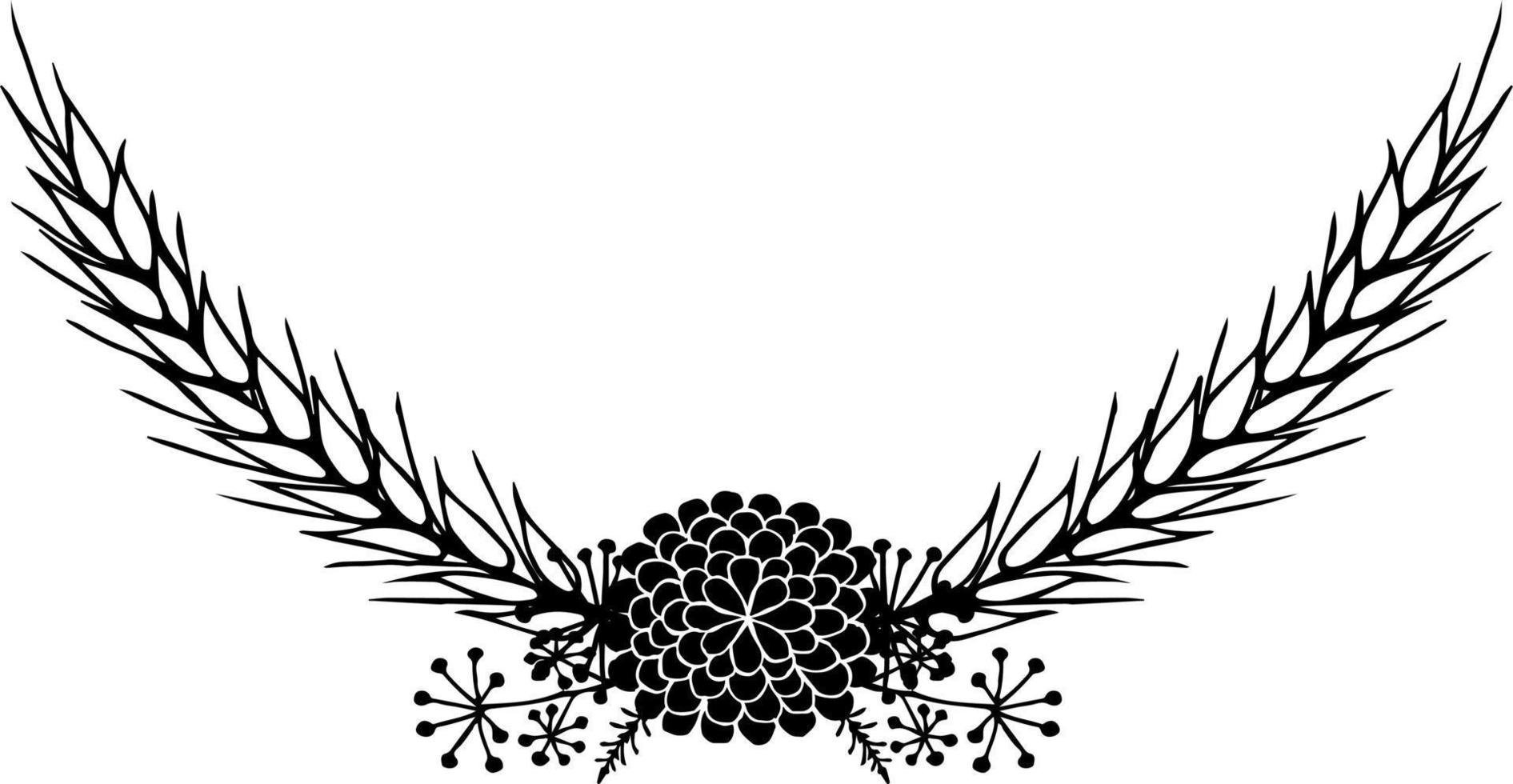 vector illustration of a floral ornament in black and white colors