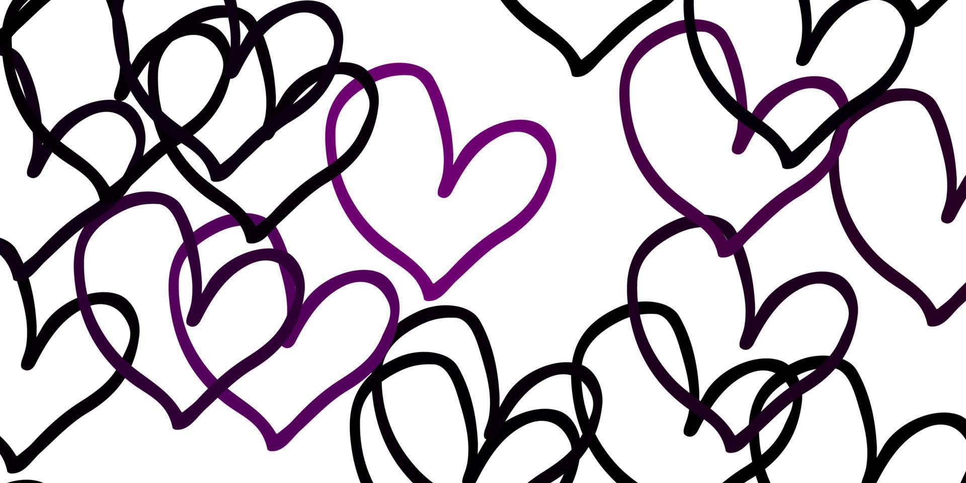 Light Purple vector template with doodle hearts.