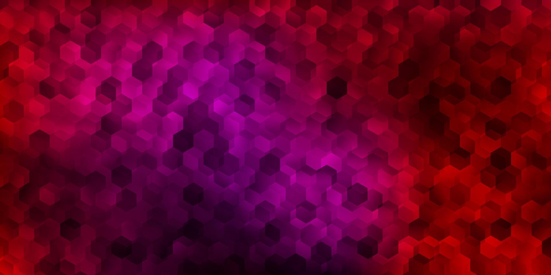 Light pink, red vector pattern with hexagons.