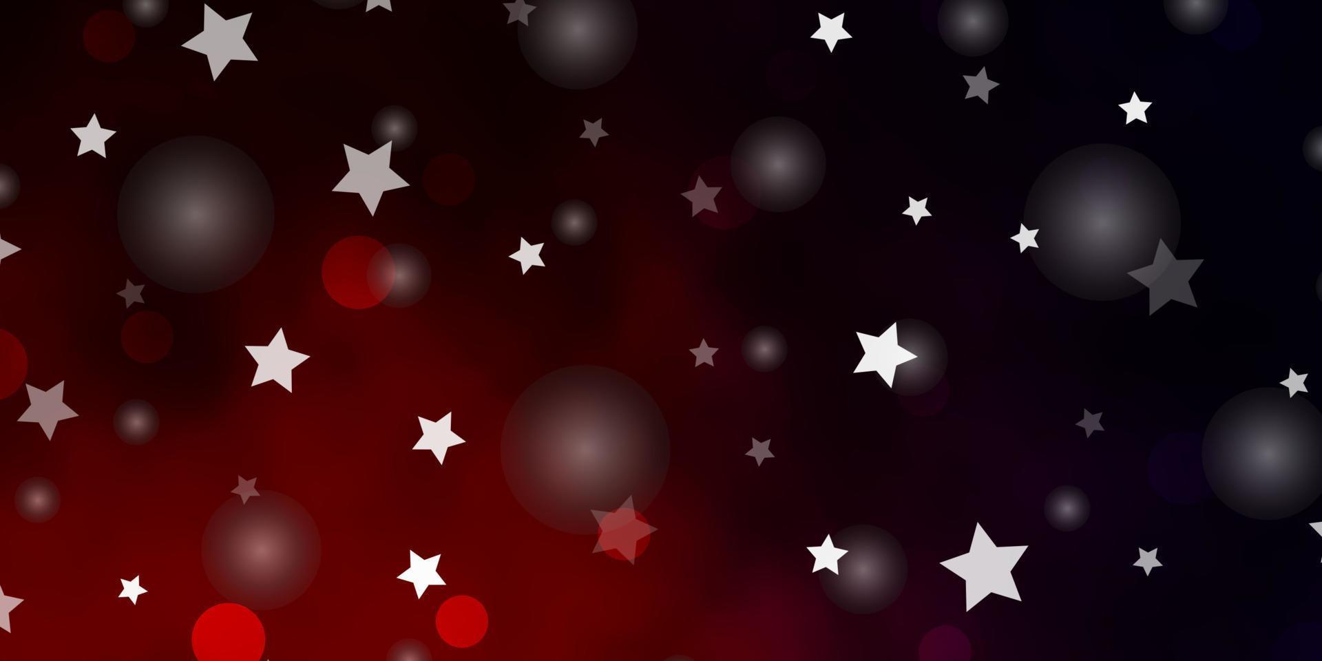 Dark Blue, Red vector background with circles, stars.