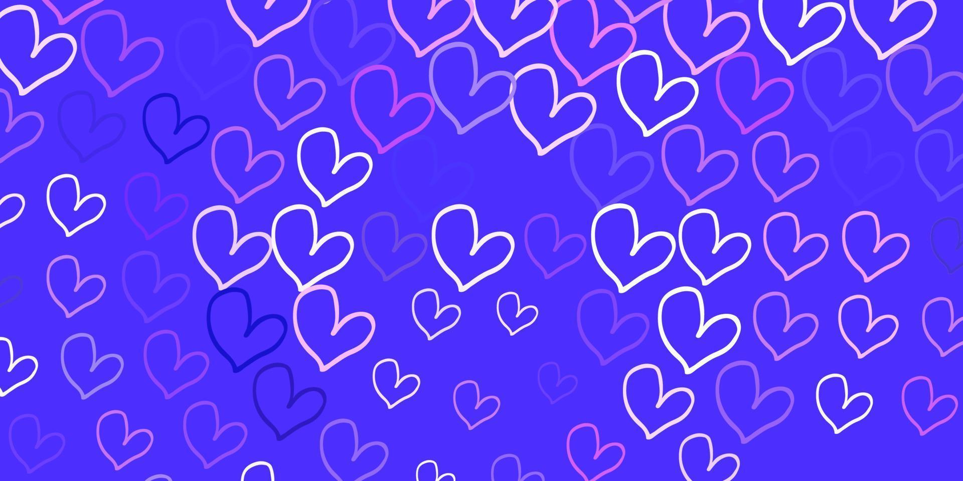 Light Purple vector background with hearts.