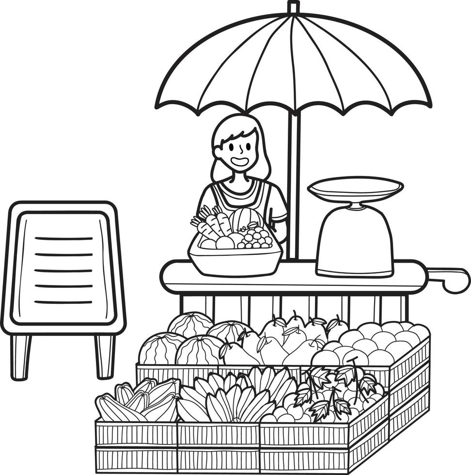 Hand Drawn Street Food fruit stall illustration 16837705 Vector Art at