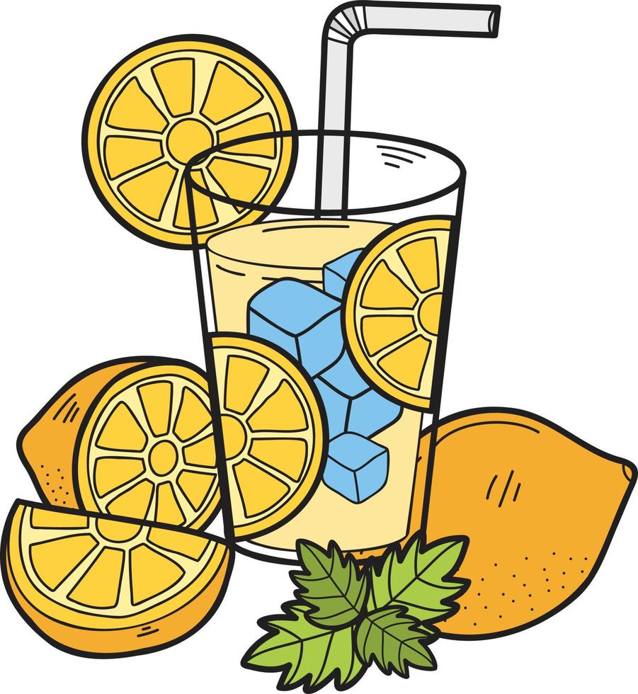 Hand Drawn lemon juice illustration vector