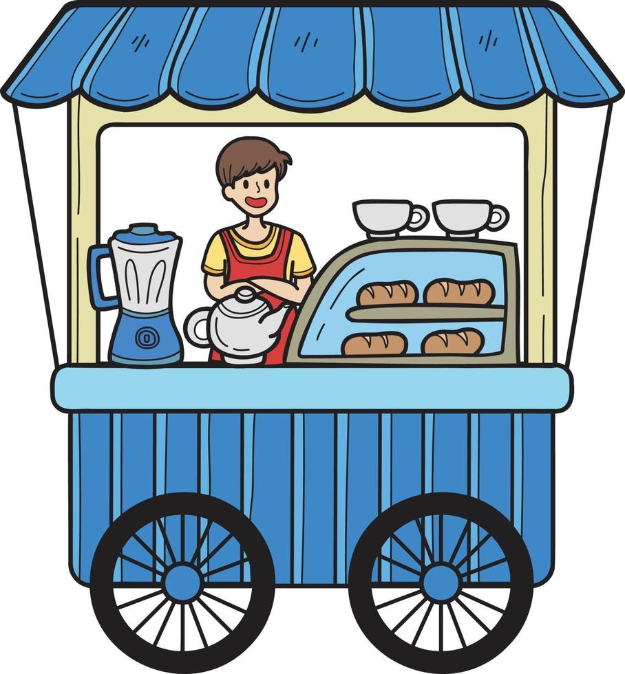 Hand Drawn Bakery Street Food Cart illustration 16837741 Vector Art at