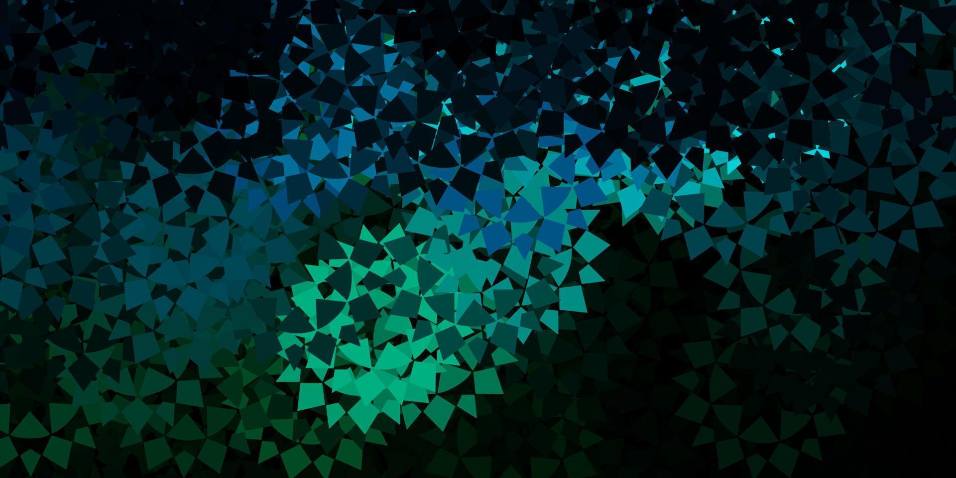 Dark blue, green vector background with triangles.