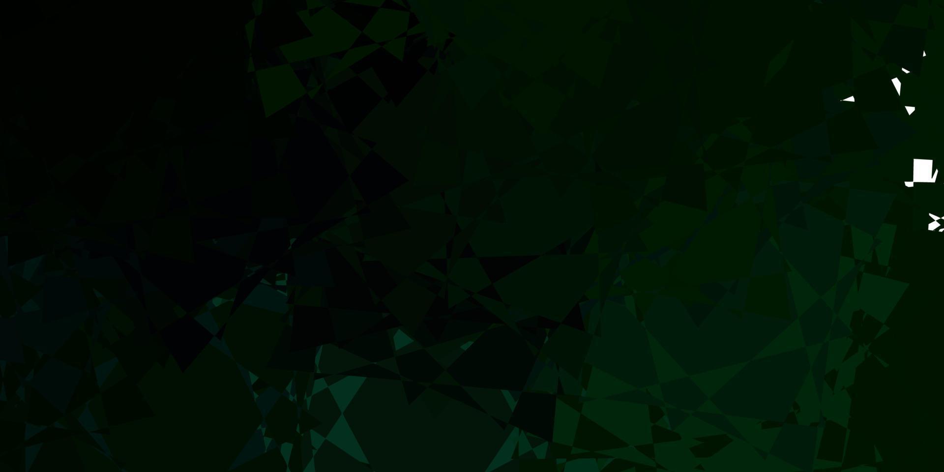 Dark Green vector background with triangles.